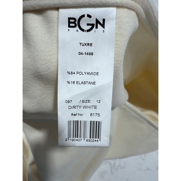 BGN Paris Just Cream White Skirt Size 12 EU 44 UK 16 Textured Yarn Fringe Hem - Picture 4 of 4